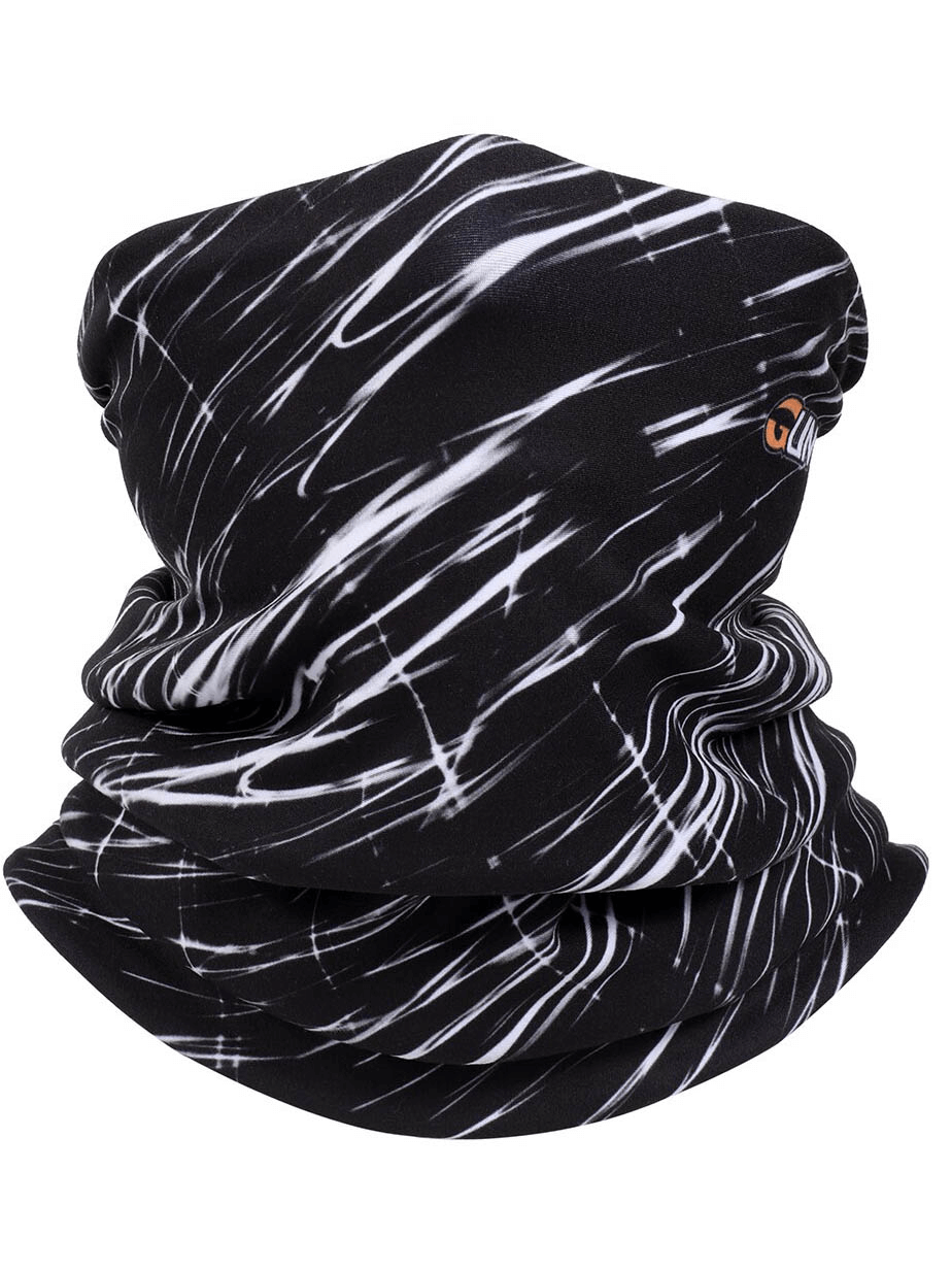 Thermal fleece motorcycle face mask with stylish white streaks, unisex neck scarf perfect for warmth and windproof comfort. Model SF0900.